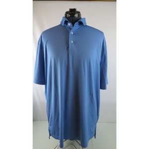 Ralph Lauren RLX Polo Shirt Mens Large Blue White Striped Golf Short Sleeve